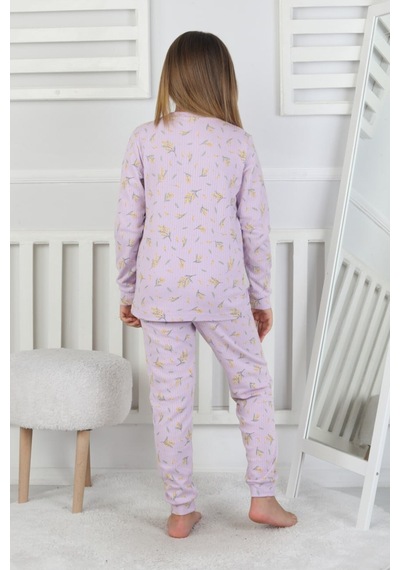 Kız Çocuk Lila Çiçek Desenli %100 Pamuk Fitilli Interlok Pijama Takımı 3-8 Yaş Koyu Lila Kız Çocuk Lila Çiçek Desenli %100 Pamuk Fitilli Interlok Pijama Takımı 3-8 Yaş Koyu Lila