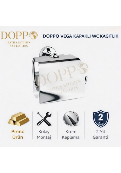 Doppo Point Vega Kapaklı Kağıtlık Krom