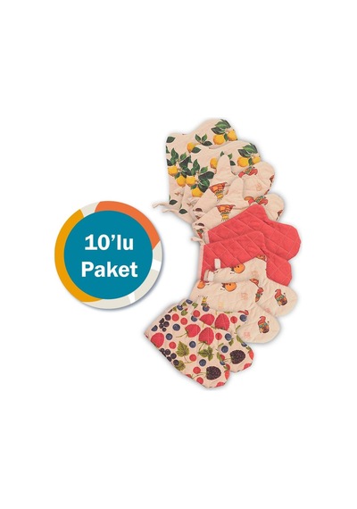 Molinella Yanmaz Kapitone Duck Kumaş Renkli Fırın Eldiveni 20x27 Cm 10'lu Paket