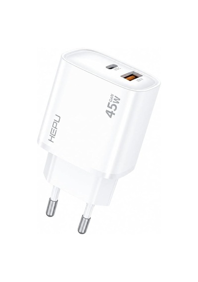Hepu Hp-c31 45w Gan Şarj Adaptörü + Type-c To Type-c Kablo Çift Çıkışlı Type-c + Usb