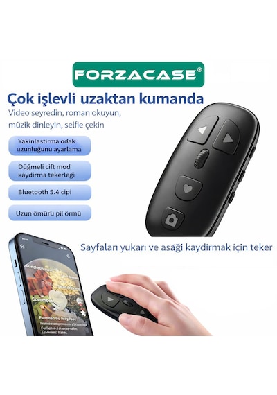 Forzacase Mouse Tasarım Bluetooth Uzaktan Kumanda Sayfa Çevirici Video Selfie Kumandası - Fc1206 1 Adet