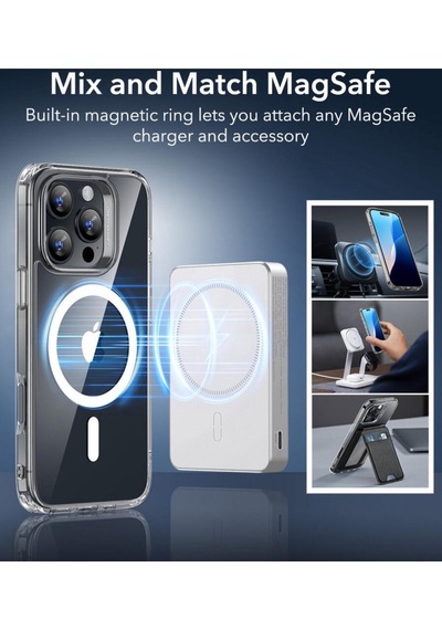 Esr Apple Uyumlu iPhone 16 Pro Kılıf Halolock Magsafe Classic Hybrid Silikon - Şeffaf Çok Renkli