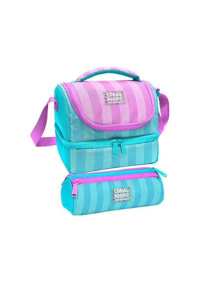 Coral High Kız Çocuk Turkuaz Pembe Çizgi Desenli İki Katlı Beslenme Çantası Ve Kalemlik Seti 37213+22087 Pembe - Turkuaz Coral High Kız Çocuk Turkuaz Pembe Çizgi Desenli İki Katlı Beslenme Çantası Ve Kalemlik Seti 37213+22087 Pembe - Turkuaz