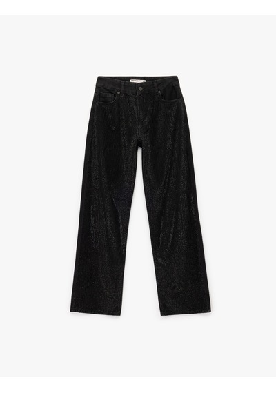 Koton Yüksek Bel Taş Detaylı Düz Paça Jean Pantolon - Straight Fit Jean Siyah 6wal40020md Siyah Koton Yüksek Bel Taş Detaylı Düz Paça Jean Pantolon - Straight Fit Jean Siyah 6wal40020md Siyah