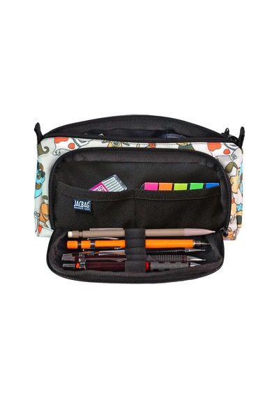 Jacbag Prime Xl-lastik Ayraçlı İki Bölmeli Kalem Kutusu Prime Xl-neşeli Patiler renkli