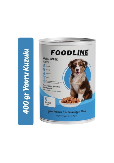Foodline Kuzu Etli Yavru Köpek Konservesi 400 Gr, Gravy Sos İçerisinde Parça Etli 6, Kuzu