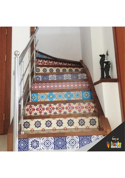 Merdiven Sticker Folyo Kaplama 5 Adet 18CM x 120CM Çiçek N11.672