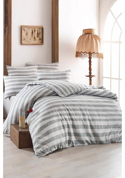 Enlora Home Kolay Ütülenir Nevresim Takımı Çift Kişilik Hook Gri