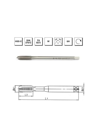 Mte Makina Takım M24 Hss - E Dın 376/c Metrik Normal Vidalı Düz Kanallı Makina Kılavuzu - B00105782400