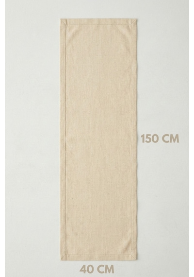 Lınen Organik Ham Keten Runner Naturel 40 X 150 Cm Bej