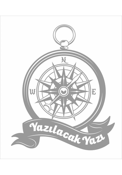 Kişiye Özel Pusula Sticker - Araba Oto Motosiklet Karavan Cam Sticker - 00083 80 Cm