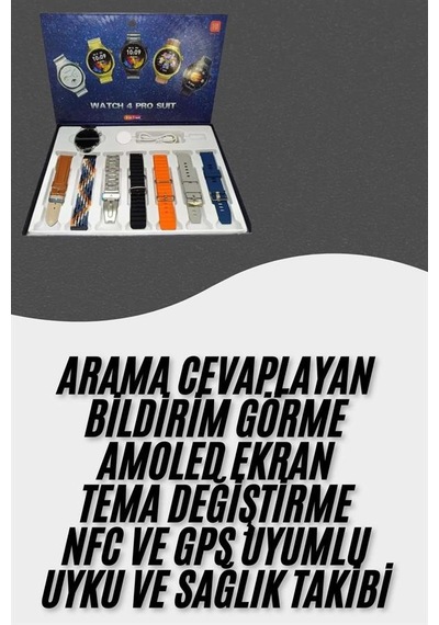 Akıllı Saat Çoklu Kordon Seçenekli Dokunmatik Ekran Nabız Sensörlü
