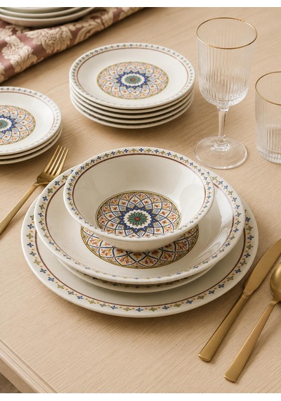 Royal Sapphire Beyaz Pergamon 6 Kişilik 24 Parça Yemek Takımı Horeca Profesyonel Serisi