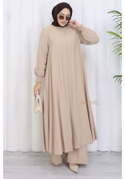 Rahvel Umre Takımı Viskon Kumaş Tunik Pantolon Bir Arada Terletmez İç Göstermez Bej Rahvel Umre Takımı Viskon Kumaş Tunik Pantolon Bir Arada Terletmez İç Göstermez Bej