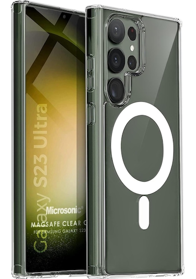 Microsonic Samsung Uyumlu Galaxy S23 Ultra Kılıf MagSafe Clear Soft Şeffaf