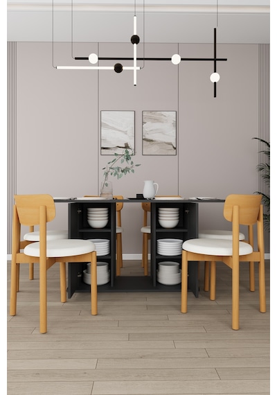 Lüks Yemek Odası Takımı 3 Parça %100 Mdf Konsol Yemek Masası Tv Ünitesi Yt01 Antrasit Lüks Yemek Odası Takımı 3 Parça %100 Mdf Konsol Yemek Masası Tv Ünitesi Yt01 Antrasit
