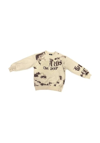 Carinos Erkek Çocuk Batik Desenli Coward Yazılı Sweatshirt-14847 Bej