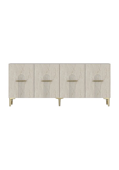 Ka1808btg İda Konsol ,tv Sehpası Beyaz-traverten-gold 180cm