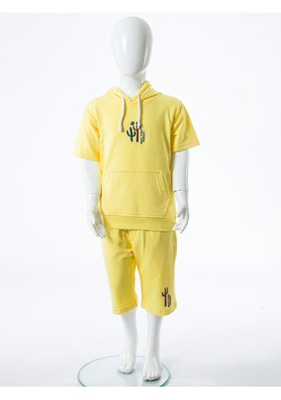 Xo Kids Erkek Çocuk Yazlık 2li Alt Üst Takım Tişort + Şort 2-7 Yaş 3221 Sarı