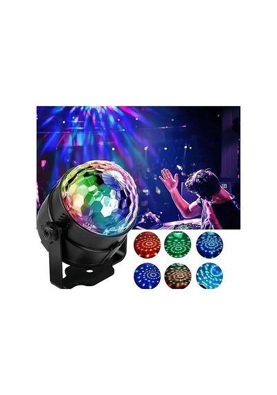 Disco Topu Sese Duyarlı Led Küre Disko Topu Renkli Işıklı Lazer Siyah