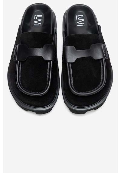 Luvi Shoes Vela Siyah Süet Hakiki Deri Kadın Terlik