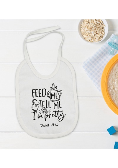 BK Kids Kişiye Özel Im Pretty Tasarımlı Bebek Mama Önlüğü - Model