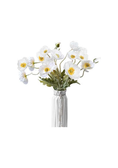 Yapay Çiçek Gelincik Çiçeği Beyaz Renk 3 Çiçek 1 Tomurcuk 59cm