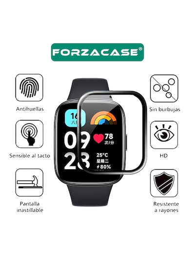 Forzacase Xiaomi Redmi Watch 6 İle Uyumlu Çerçeveli Tam Kaplayan 3d Pet Ekran Koruyucu Film - Fc016