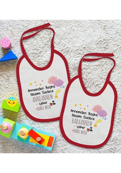 Bk Kids Kişiye Özel Anneanne Ve Babaanne Tasarımlı 2 Li Kırmızı M Kırmızı