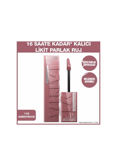 Maybelline New York Super Stay Vinyl Ink Likit Ruj 110 Awestruck