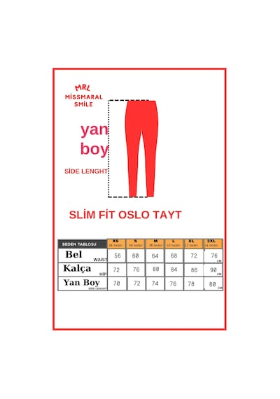 Missmaral Slim Fit Tayt Yüksek Bel Toparlayıcı Kırmızı Spor Model Flatlock Dikiş Detaylı Oslo 1090 Kırmızı