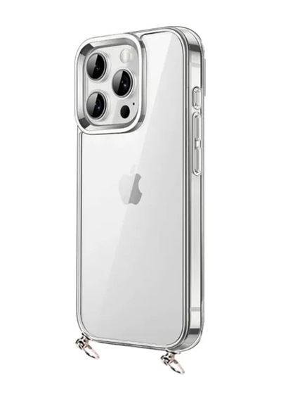 Hippi Apple Uyumlu iPhone 14 Pro Şeffaf Askılı Telefon Kılıfı Beyaz - Şeffaf