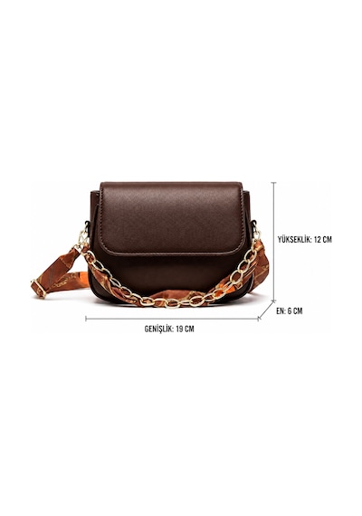 Celeste Bag Acı Kahve Fular Ve Zincir Detaylı Kadın Omuz Çantası