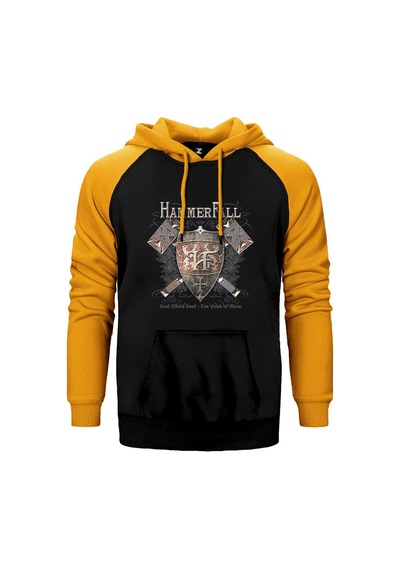 Hammerfall Steel Meets Steel Gri Renk Reglan Kol Sweatshirt / Hoodie