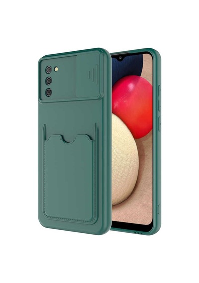Samsung Uyumlu Galaxy A02s Kılıf Zore Kartix Kapak Koyu Yeşil