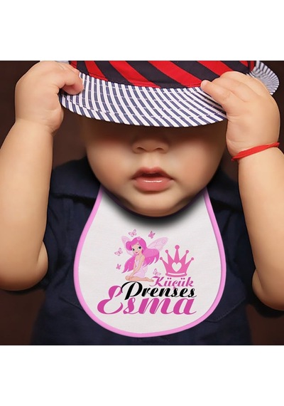 Kişiye Özel Mama Önlüğü Pembe - Beyaz 1