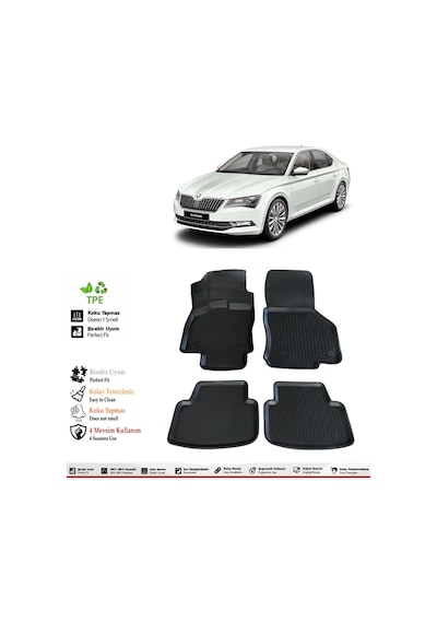 Skoda Super B 2018 Model 4d Ekstra Havuzlu Paspas