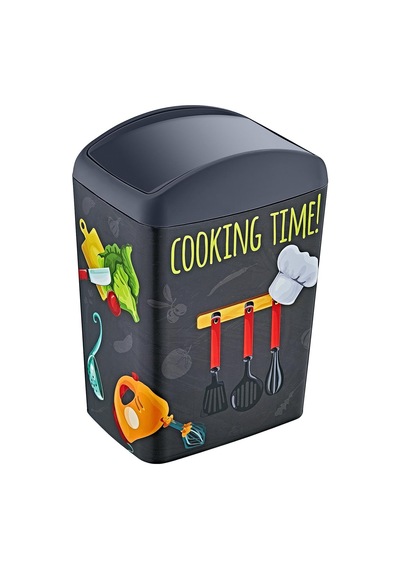 Smartware Soft Resimli Çöp Kutusu Döner Kapak 5 Lt Cook