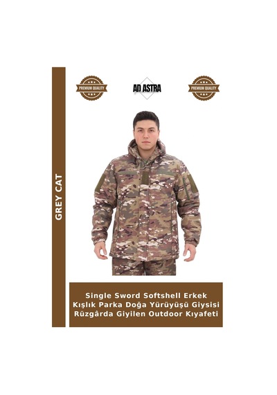 Grey Cat Single Sword Softshell Erkek Kışlık Parka Doğa Yürüyüşü Giysisi Rüzgârda Giyilen Outdoor Kıyafeti Çok Renkli
