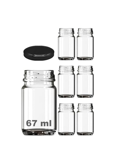 Afracam 67 Ml Şeffaf Shot Kavanoz 67 Cc Konserve Metal Siyah Kapaklı Cam Kavanoz 6 Adet 12 Izgara