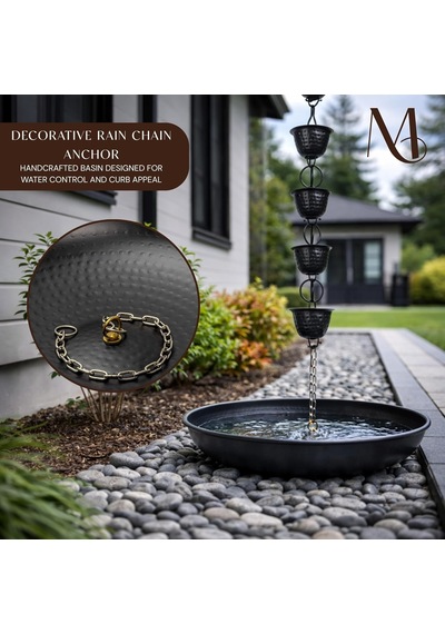 Monarch Rain Chains 29125 Siyah Toz Kaplamalı 38 Cm Yağmur Zinciri Havzası Elle Dövülmüş Yumuşak Çelik 15 Sku: Smg8690010019479 Açık Bej