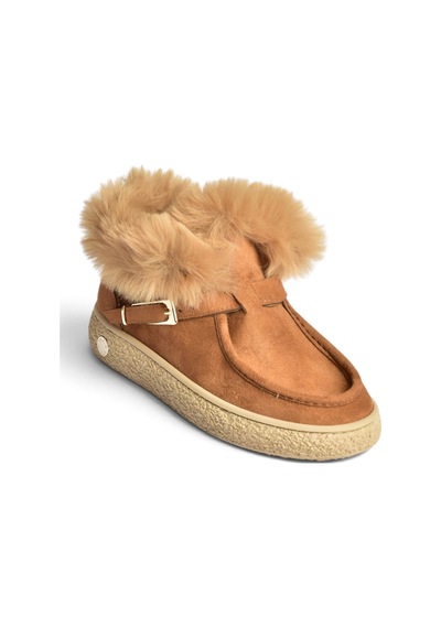 Fox Shoes Z380576302 Taba Süet Yapay Kürklü Kadın Bot