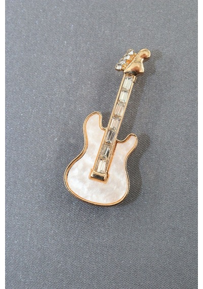 Sedef Gitar Broş. Yaka İğnesi Gitarlı Broş. Tasarım Gitar Broş. Erkek Broş. Kadın Broş. Gitar Broş. Gold