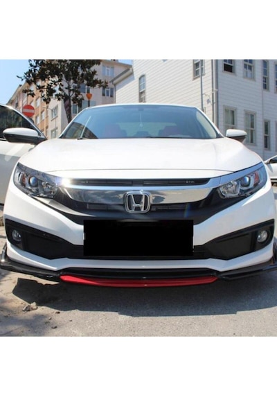 Honda Civic Fc5 Makyajlı Kasa 4 Parça Ön Lip Kırmızı