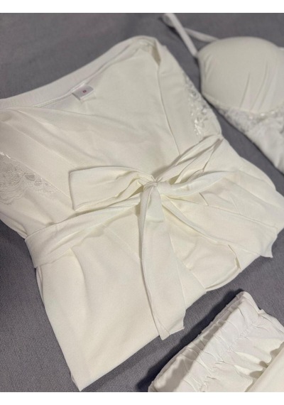 Mh Moony Homewears Kutulu Beyaz Altılı Penye Ultra Lüks Çeyiz Seti Muhteşem Beyaz
