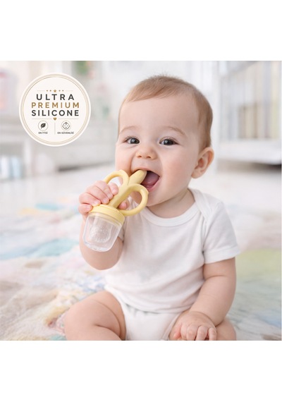 Tgm Baby Meyve Besleyici Ve Ultra Premium Silikon Diş Kaşıyıcı Muzzy Açık Sarı