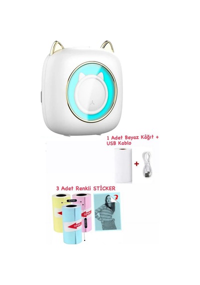 Schulzz C23 Mini Yazıcı + 1 Beyaz + 3 Adet Renkli Kağıt