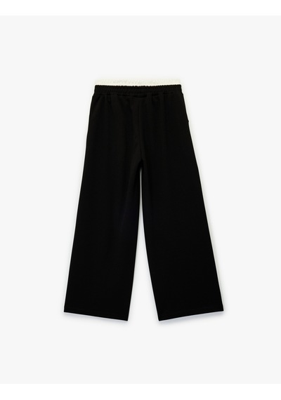 Koton Beli Lastikli Cepli Geniş Paça Pantolon Siyah 7wkg40026ak