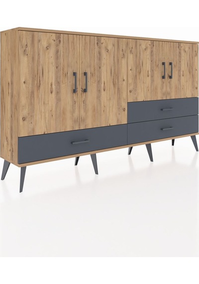 Arges Konsol 5 Raflı 3 Çekmeceli 4 Kapaklı 176x30x99 Çam-çam/antr Çam-çam/antrasit Arges Konsol 5 Raflı 3 Çekmeceli 4 Kapaklı 176x30x99 Çam-çam/antr Çam-çam/antrasit
