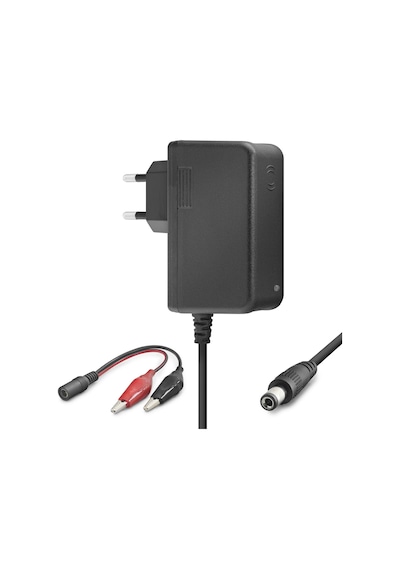 Büro Ev Ofis Cihazları İçin 12v 1.2a 14.4w Siyah Krokodil Uç Akü Şarj Adaptörü